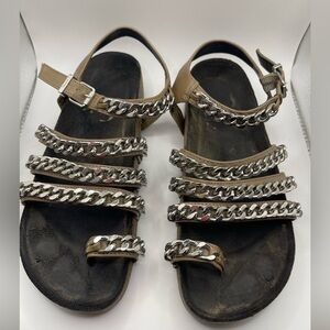 Sam Edelman Circus Gladiator Cork Chain Strappy Sandals Boho Womens 9 Open Toe